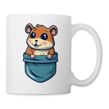 Hamster in der Tasche süßes und lustiges Geschenk - Tasse - Weiß - Rechts