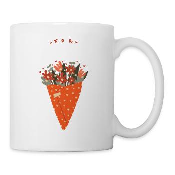 Blumenstrauß – Herzlicher Gruß - Tasse - Weiß - Rechts