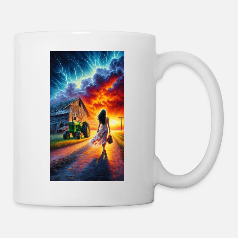 Lecture orageuse des nuages crépusculaires - Mug blanc - blanc