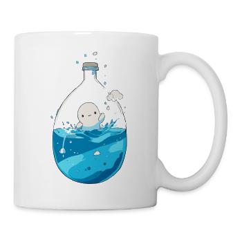 Skurriles Wasserflaschen-Charakterdesign - Tasse - Weiß - Rechts