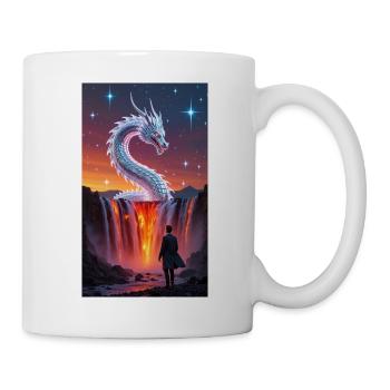 Fiery dragon's tail over waterfall - Mug - white - Right