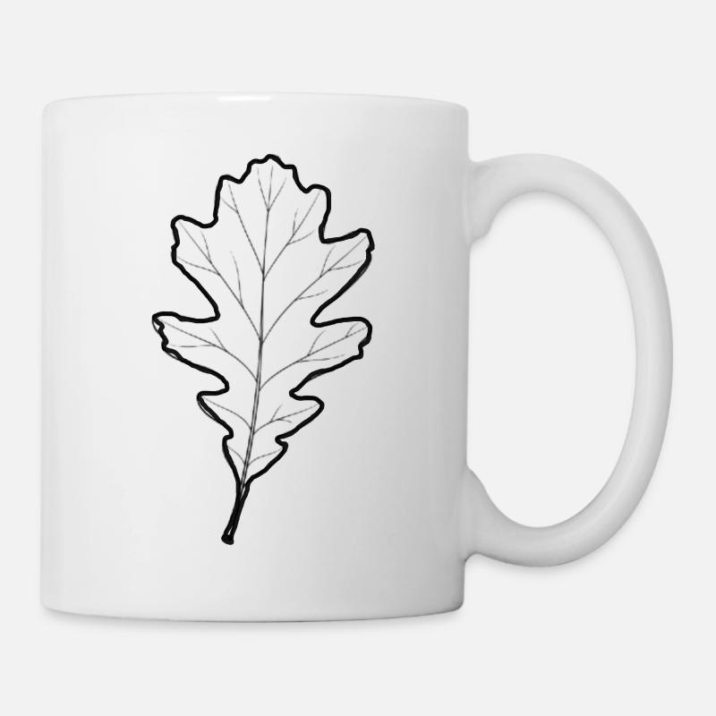 LiGu-Design - Eichenblatt Umriss  - Tasse - Weiß