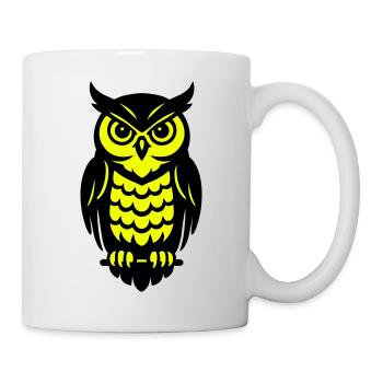 Pop Art Eulen Design - Tasse - Weiß - Rechts