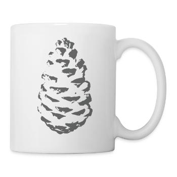 Spruce cone silhouette in shade grey - Mug - white - Right