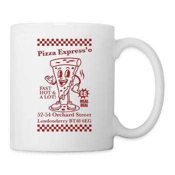 Retro-Maskottchen Espresso-Pizza - Tasse - Weiß - Rechts