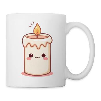Kawaii Kerze mit freundlichem Gesicht - Tasse - Weiß - Rechts