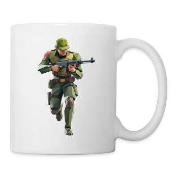 Army Soldier - Cooles Low-Poly-Logo - Tasse - Weiß - Rechts