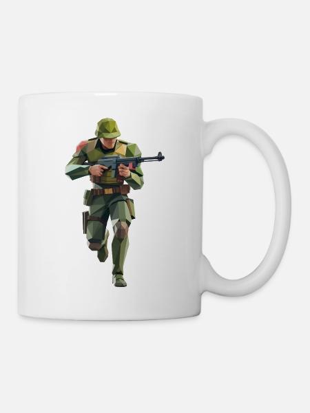Army Soldier - Cooles Low-Poly-Logo - Tasse - Weiß