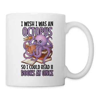 Reading Octopus in Stack of Books Book Gift - Mug - white - Right