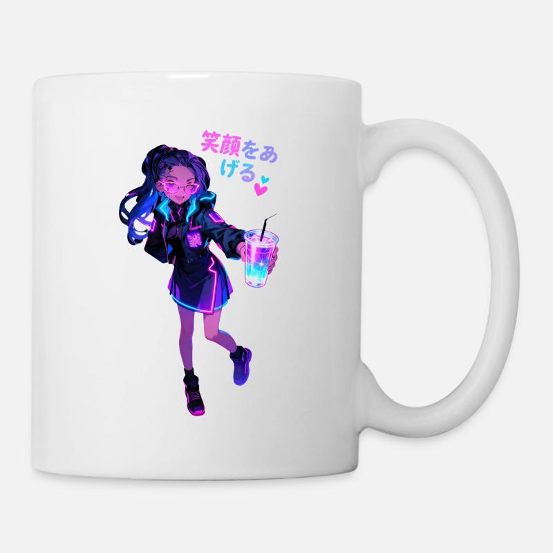 Neon_Drink_Cyber_Girl - Mug - white