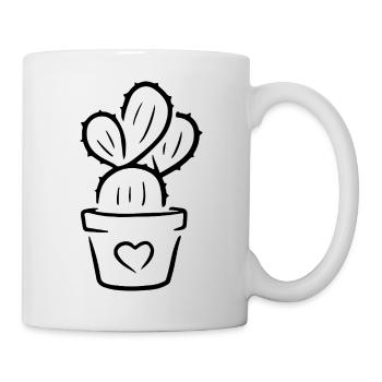 Cactus in a pot with heart – sweet plant motif - Mug - white - Right