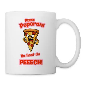 Dessin animé Pizza au pepperoni en colère - Mug blanc - blanc - Droite