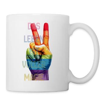 Rainbow Peace Hand – Life is full of magic - Mug - white - Right