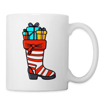 Colorful Christmas stocking with gifts - Mug - white - Right
