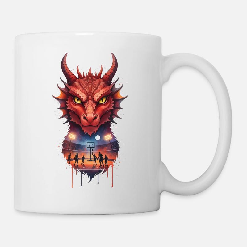 Basketball Drache - Tasse - Weiß