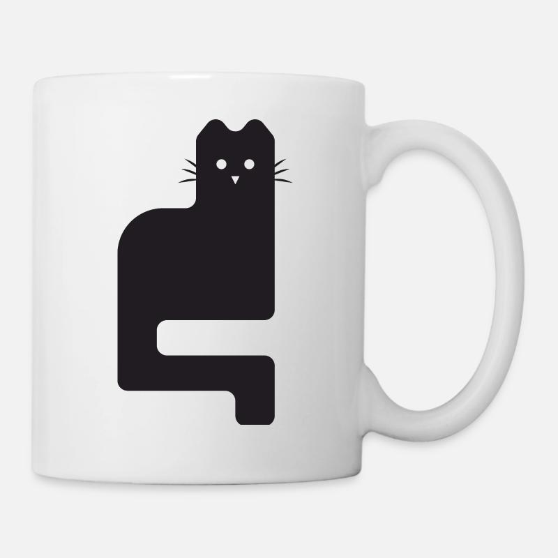 Schwarze Katze – Minimalistisch & Modern - Tasse - Weiß