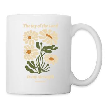 Die Freude des Herrn ist meine Kraft, Blumen - Tasse - Weiß - Rechts
