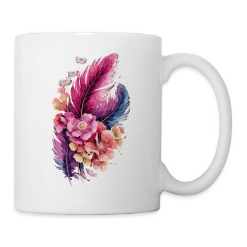  Boho Federn Und Blumen Aquarell Florales - Tasse - Weiß - Rechts