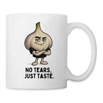 Knoblauch -  No Tears Just Taste Karikatur  - Tasse - Weiß - Rechts