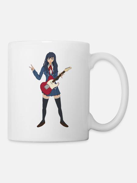 Anime Guitar Girl Waifu Cute Kawaii Musician - Mug - white