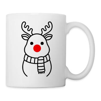 Süßes Rentier mit roter Nase | Rudolph - Tasse - Weiß - Rechts