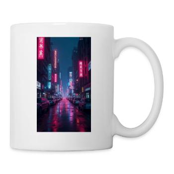 Neon Night Street Horizon rose - Mug blanc - blanc - Droite