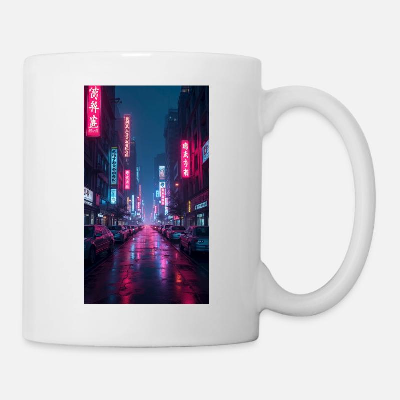 Neon Night Street Horizon rose - Mug blanc - blanc