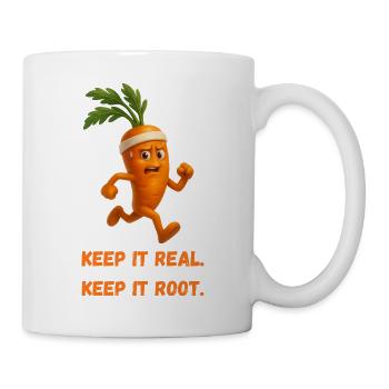 Karotte Läufer – Keep It Real Wurzel Karikatur  - Tasse - Weiß - Rechts