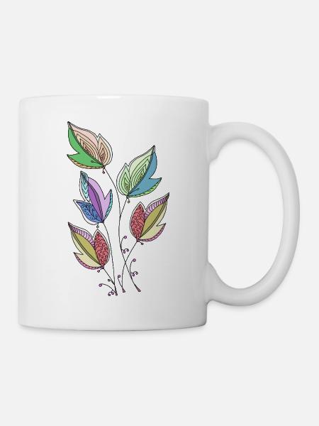 Blätter - Tasse - Weiß