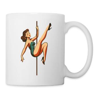 Pole Dance Pole Dancer Brunette Retro 50s Gift - Mug - white - Right