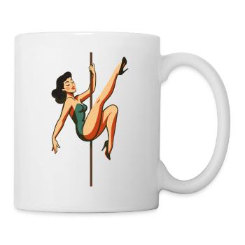 Pole Dance Pole Dancer Black-haired Retro 50s - Mug - white - Right
