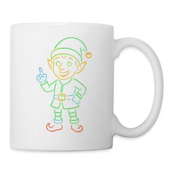 Neon Weihnachtswichtel Kawaii Shirt - Tasse - Weiß - Rechts