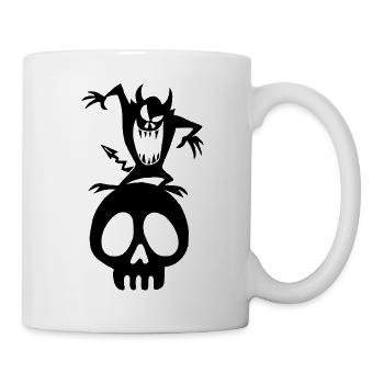 Schwarzer Dämon auf einem Schädel - Tasse - Weiß - Rechts