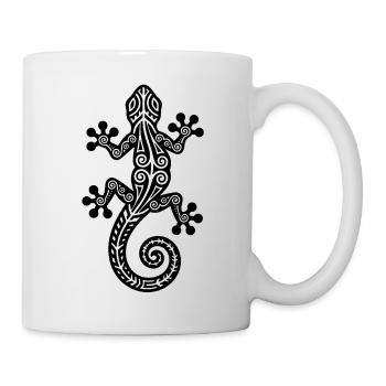 Gecko Silhouette – Stylisches Tierdesign - Tasse - Weiß - Rechts