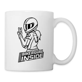 Biker Girl à l’intérieur (couleurs changeables) - Mug blanc - blanc - Droite