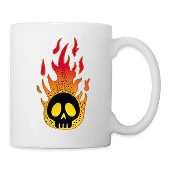Crâne en flammes stylisé - Mug blanc - blanc - Droite