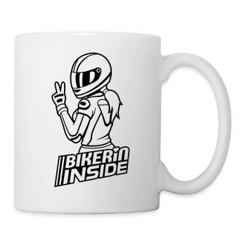 Motard à l’intérieur (les couleurs peuvent être changées) - Mug blanc - blanc - Droite