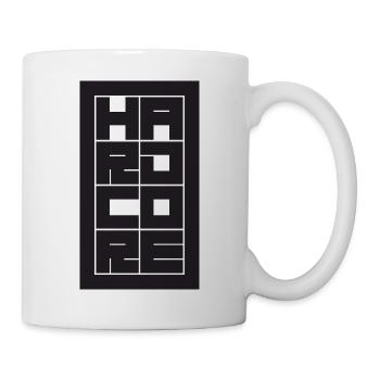 Hardcore – Gestapeltes Blocktypografie-Gitter - Tasse - Weiß - Rechts