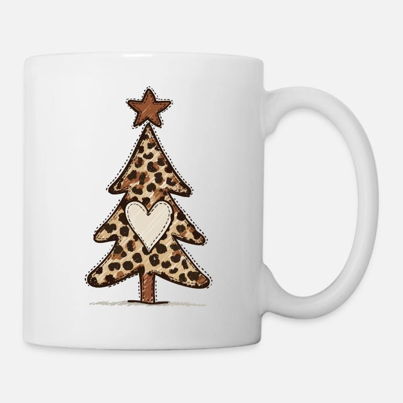 Leoprint Weihnachtsbaum - Leomuster - Tasse - Weiß