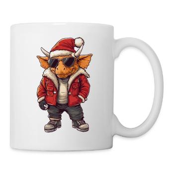 Dinosaurier triceratops Weihnachten Winter - Tasse - Weiß - Rechts