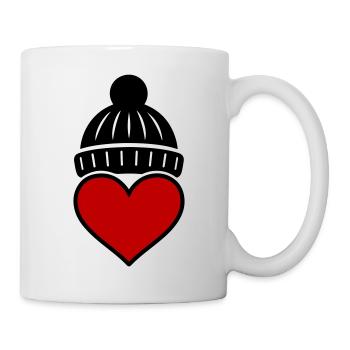 Herz Winter Mütze Liebe - Tasse - Weiß - Rechts