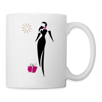 Weihnachten mit goldenem Glitzerstern  - Tasse - Weiß - Rechts