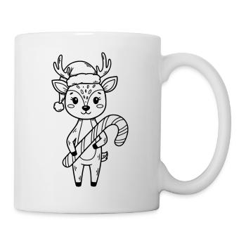 Mignonne dessin animé de Faon de Noël - Mug blanc - blanc - Droite