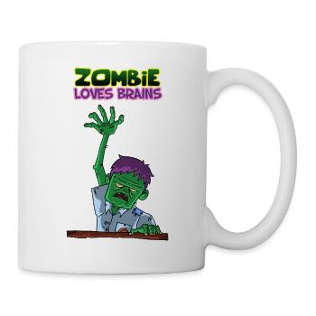 Zombie Loves Brains Funny Undead Monster Horror - Mug - white - Right