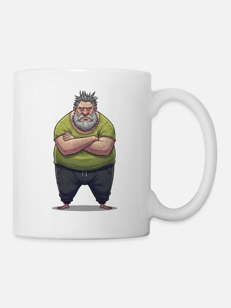 Grummelnder Riese Cartoon - Tasse - Weiß