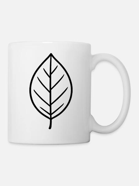 Schwarzes Blattlinien-Design - Tasse - Weiß