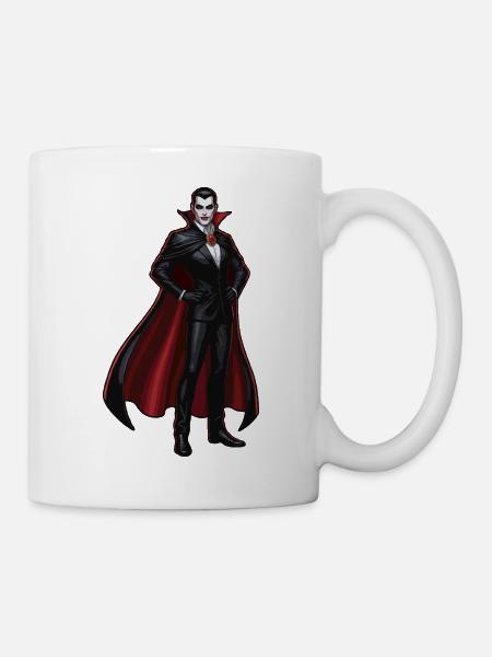 Dracula-Stil Frost mit rotem Cape-Cosplay - Tasse - Weiß