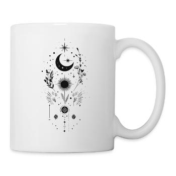 Boho Mond & Sonne – Mystisches Line-Art Design  - Tasse - Weiß - Rechts