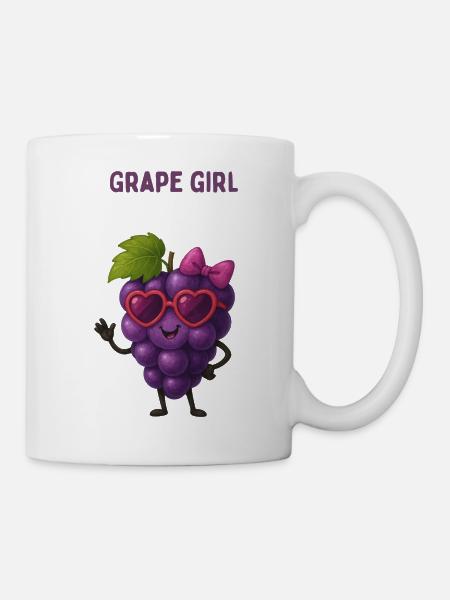 Grape Girl mit Herzbrille - Tasse - Weiß