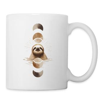 Faultier mit Mondphasen Boho Design - Tasse - Weiß - Rechts